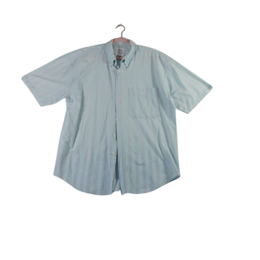 VTG World Island Shirt Mens Large Multicolor Striped Pleated Cotton Button Down